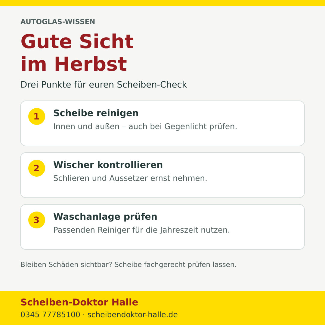 Gute Sicht im Herbst: Autoscheiben und Wischer prüfen